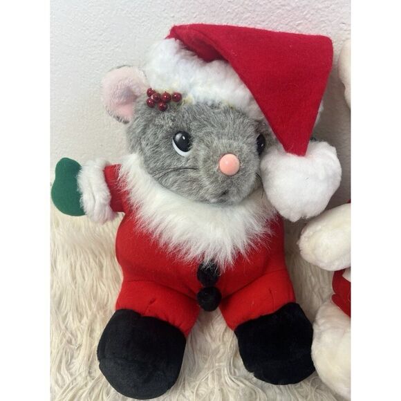 Dakin Fun Farm Vintage 1987 Holiday-Themed Merry Chris-Mouse Plush Toy Set Of 2 - Picture 12 of 12